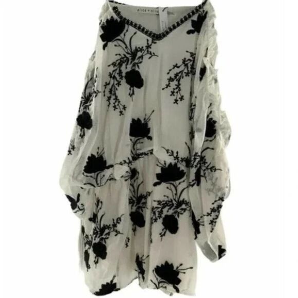 Alice Olivia Cold Shoulder Blouse Womens S Petite Holden Draped Off Shoulder NWT - Picture 7 of 11